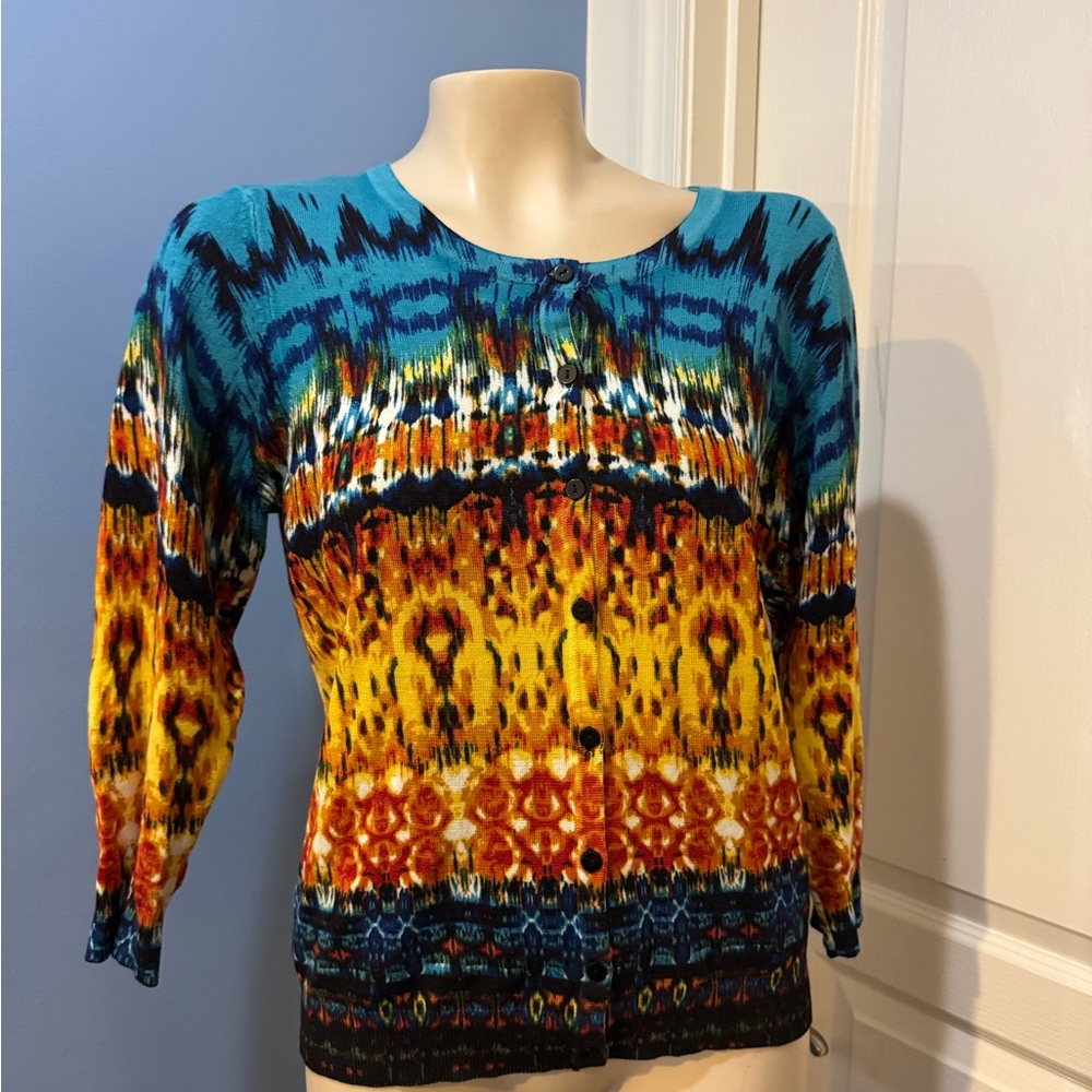 Joseph A Women's Multicolor Patterned Sweater size Petite Medium